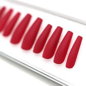 Press On Nails Long Coffin Shape "Wine Down "